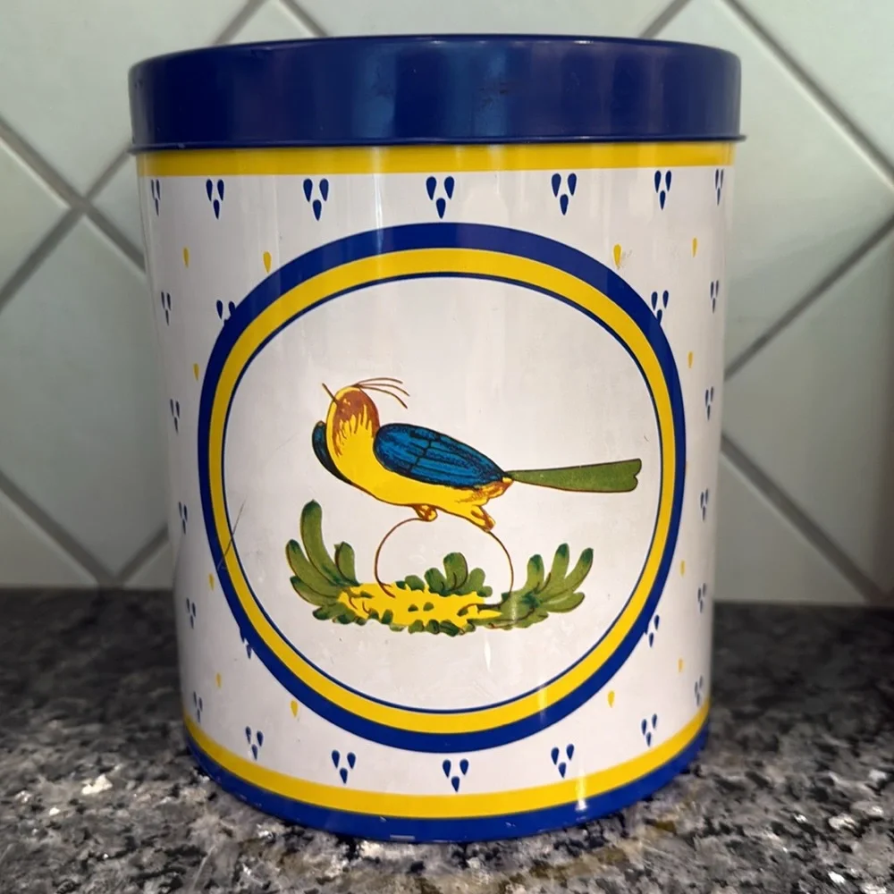 Vintage Rosenthal Netter Blue & Yellow Bird 4 Pc. Tin Canister Set
